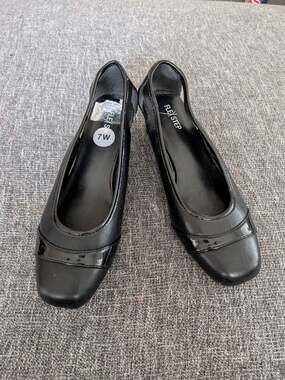 Flex Step Adele Wide Black Wedge Shoes Size 7W
